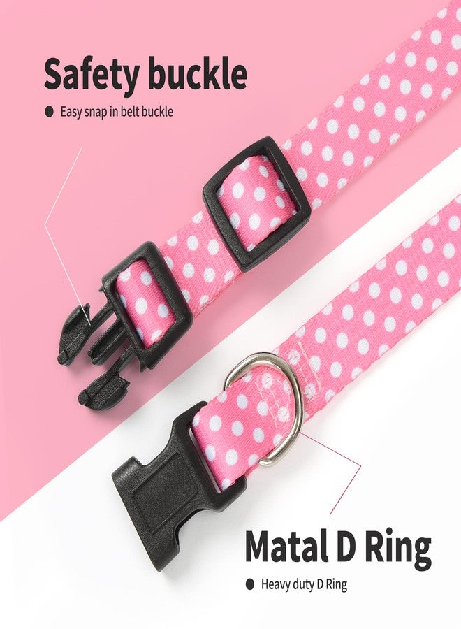 مايل هاي لايف طوق نايلون للجراء من مايل هاي لايف بنقوش لطيفة، خفيف الوزن، مناسب للأولاد والبنات، للكلاب الصغيرة والمتوسطة والكبيرة (نقاط وردية، مقاس متوسط للرقبة 13-17 بوصة). - Image 4